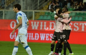 Palermo-Brescia, Coulibaly festeggia il gol. Foto Pasquale Ponente