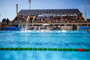 La tribuna della piscina comunale di Terrasini per Telimar-Onda Forte, serie A1 2024-2025. Foto Antonio Mellita