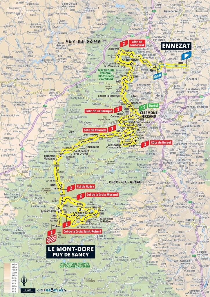 Planimetria Stage 10 Ennezat - Le Mont-Dore Puy de Sancy (165,3 km)