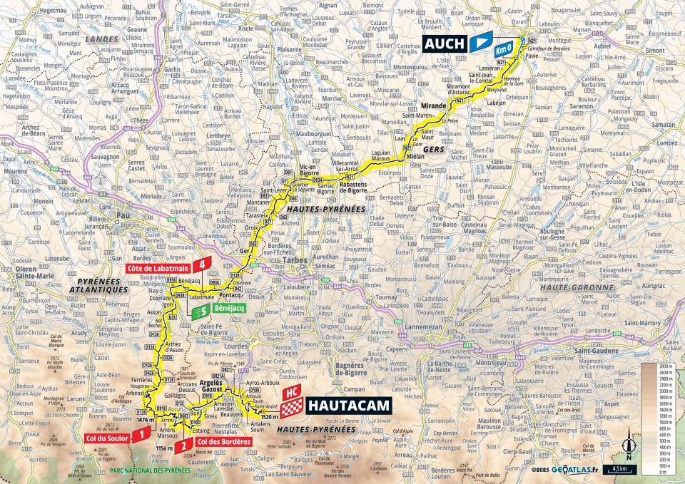 Planimetria Stage 12 Auch - Hautacam 180,6 km