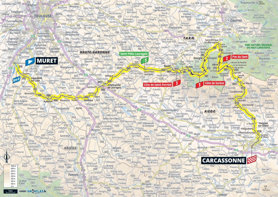 Planimetria Stage 15 Muret - Carcassonne (169,3 km)