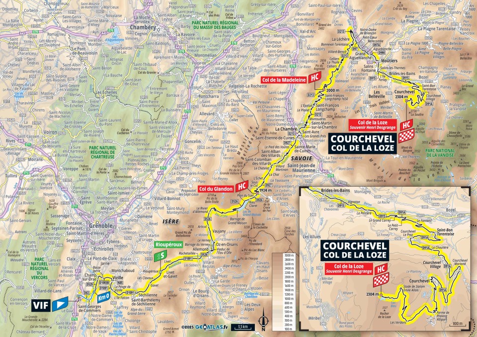Planimetria Stage 18 Vif - Courchevel Col de la Loze (171,5 km)