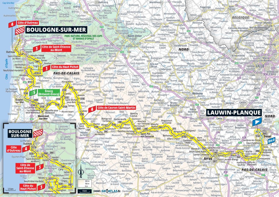 Planimetria Stage 2 Lauwin Planque - Boulogne sur Mer 209,1 km