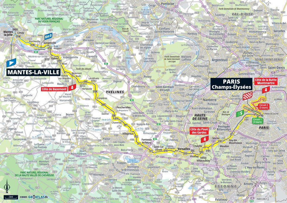Planimetria Stage 21 Mantes la Ville - Paris Champs Élysées (132,3 km)