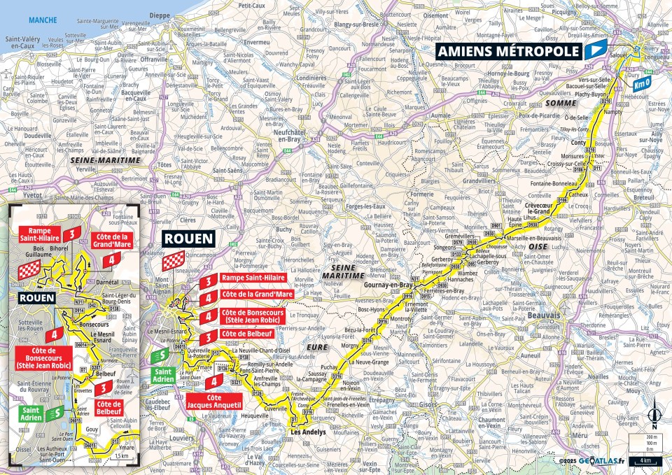 Planimetria Stage 4 Amiens Métropole - Rouen (174,2 km)