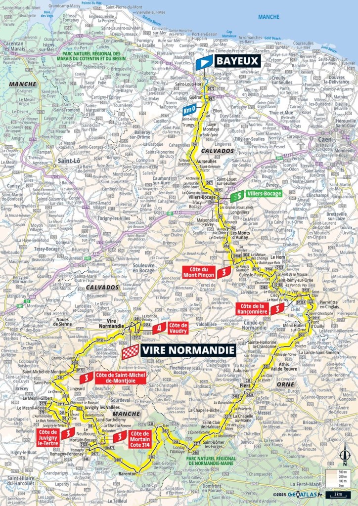 Planimetria Stage 6 Bayeux - Vire Normandie 201,5 km
