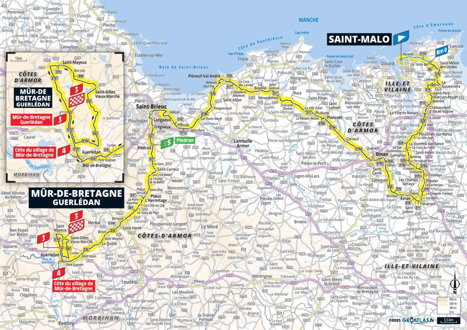 Planimetria Stage 7 Saint Malo - Mûr de Bretagne (197 km)