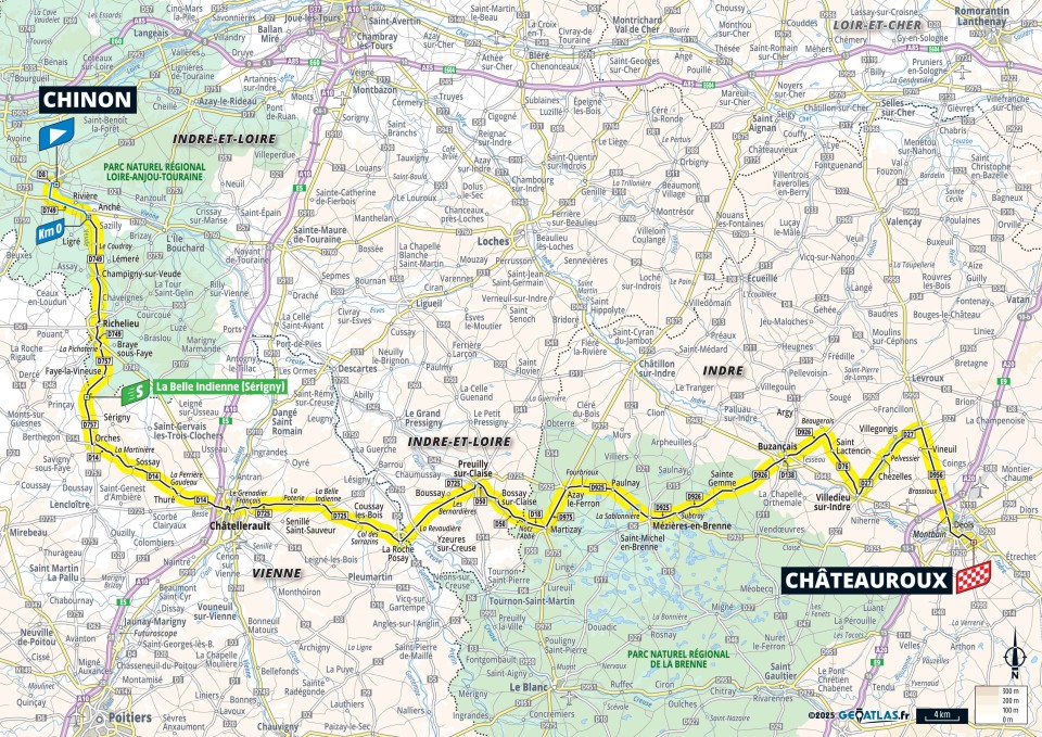 Planimetria Stage 9 Chinon - Châteauroux (174,1 km)